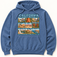 California National Parks Hoodie — Garment-Dyed in Blue Jean