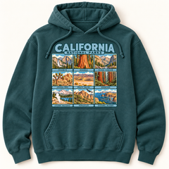 California National Parks Hoodie — Garment-Dyed in Blue Spruce