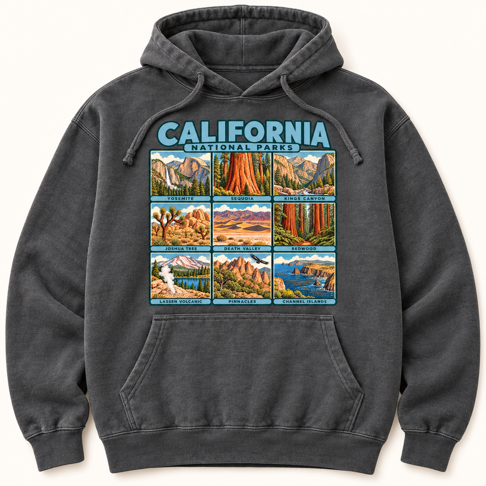 California National Parks Hoodie — Garment-Dyed in Pepper