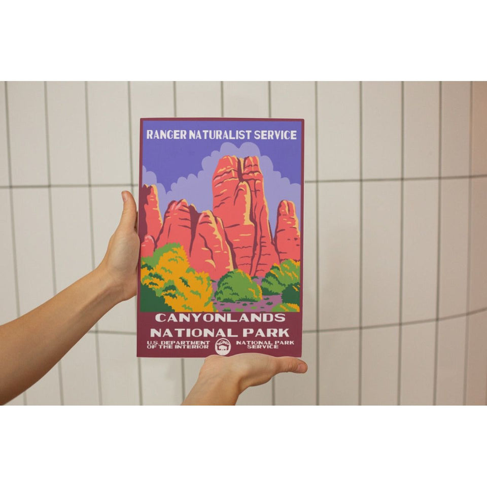 Canyonlands National Park Poster – Red Rock Towers & Purple Sky – Ranger Header