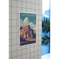 Capitol Reef National Park Poster – Layered Red Rock & Cloudy Sky