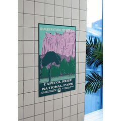 Capitol Reef National Park Poster – Pink Cliffs & Green Trees – Ranger Header