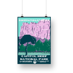 Capitol Reef National Park Poster – Pink Cliffs & Green Trees – Ranger Header