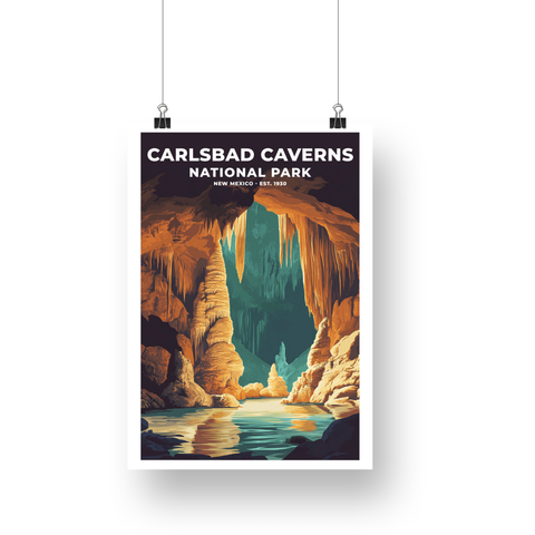 Carlsbad Caverns National Park Poster – Golden Cave & Blue Pool