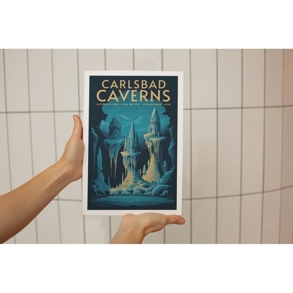 Carlsbad Caverns National Park Poster – Blue Cave & Hanging Formations