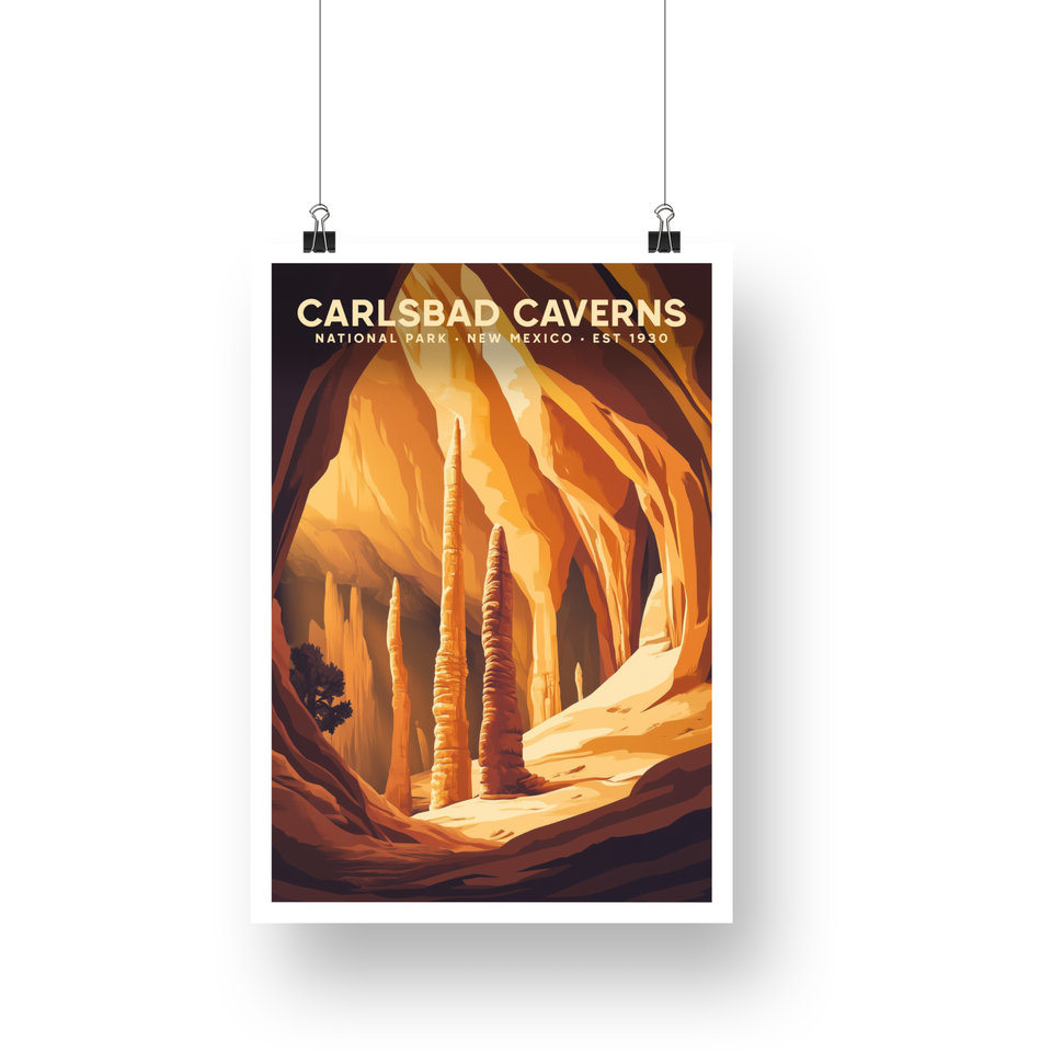 Carlsbad Caverns National Park Poster – Glowing Cave & Stone Spires