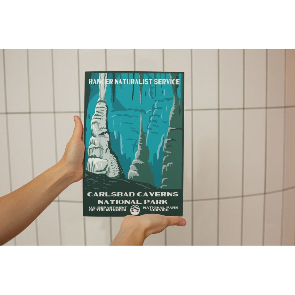 Carlsbad Caverns National Park Poster – Turquoise Cave & Stone Spires – Ranger Header