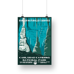 Carlsbad Caverns National Park Poster – Turquoise Cave & Stone Spires – Ranger Header