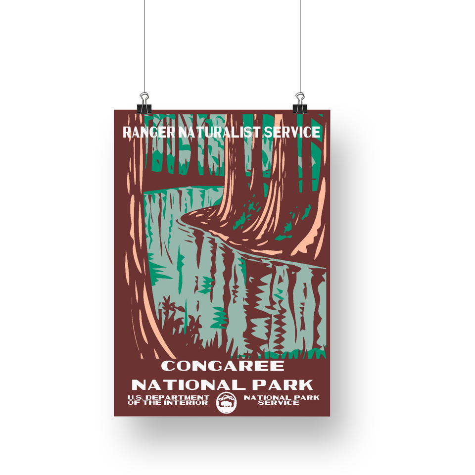 Congaree National Park Poster – Flooded Forest & Tree Reflections – Ranger Header