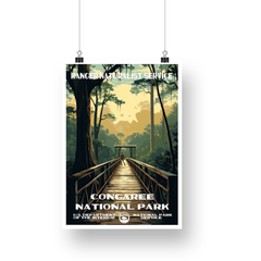Congaree National Park Poster – Forest Boardwalk & Golden Canopy – Ranger Header