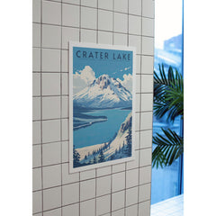 Crater Lake National Park Poster – Blue Crater Lake & Snowy Rim