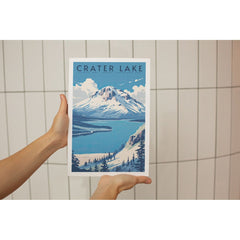 Crater Lake National Park Poster – Blue Crater Lake & Snowy Rim