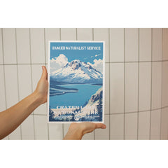 Crater Lake National Park Poster – Blue Crater Lake & Snowy Rim – Ranger Header