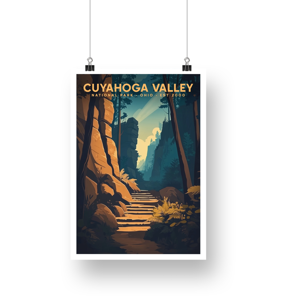 Cuyahoga Valley National Park Poster – Stone Steps & Forest Canyon