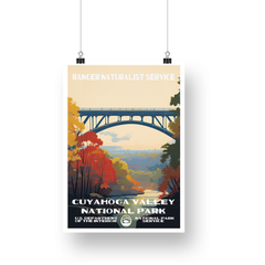 Cuyahoga Valley National Park Poster – Autumn Bridge & Valley View – Ranger Header