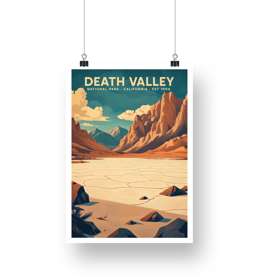 Death Valley National Park Poster – Salt Flat & Desert Mountains