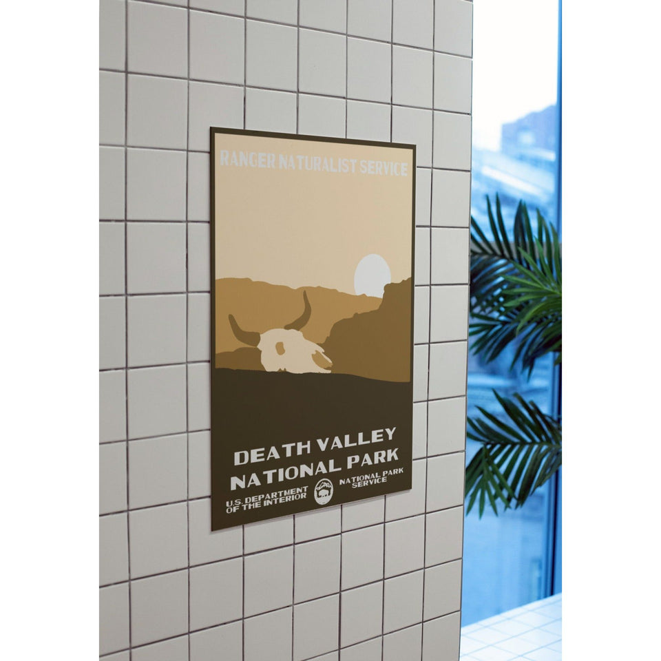 Death Valley National Park Poster – Desert Sunset & Pale River – Ranger Header