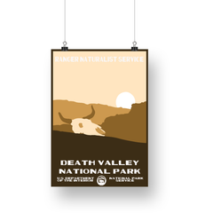 Death Valley National Park Poster – Desert Sunset & Pale River – Ranger Header