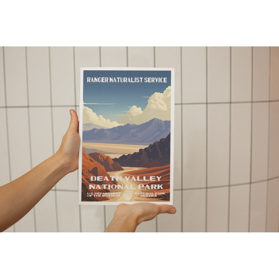 Death Valley National Park Poster – Golden Valley & Purple Peaks – Ranger Header