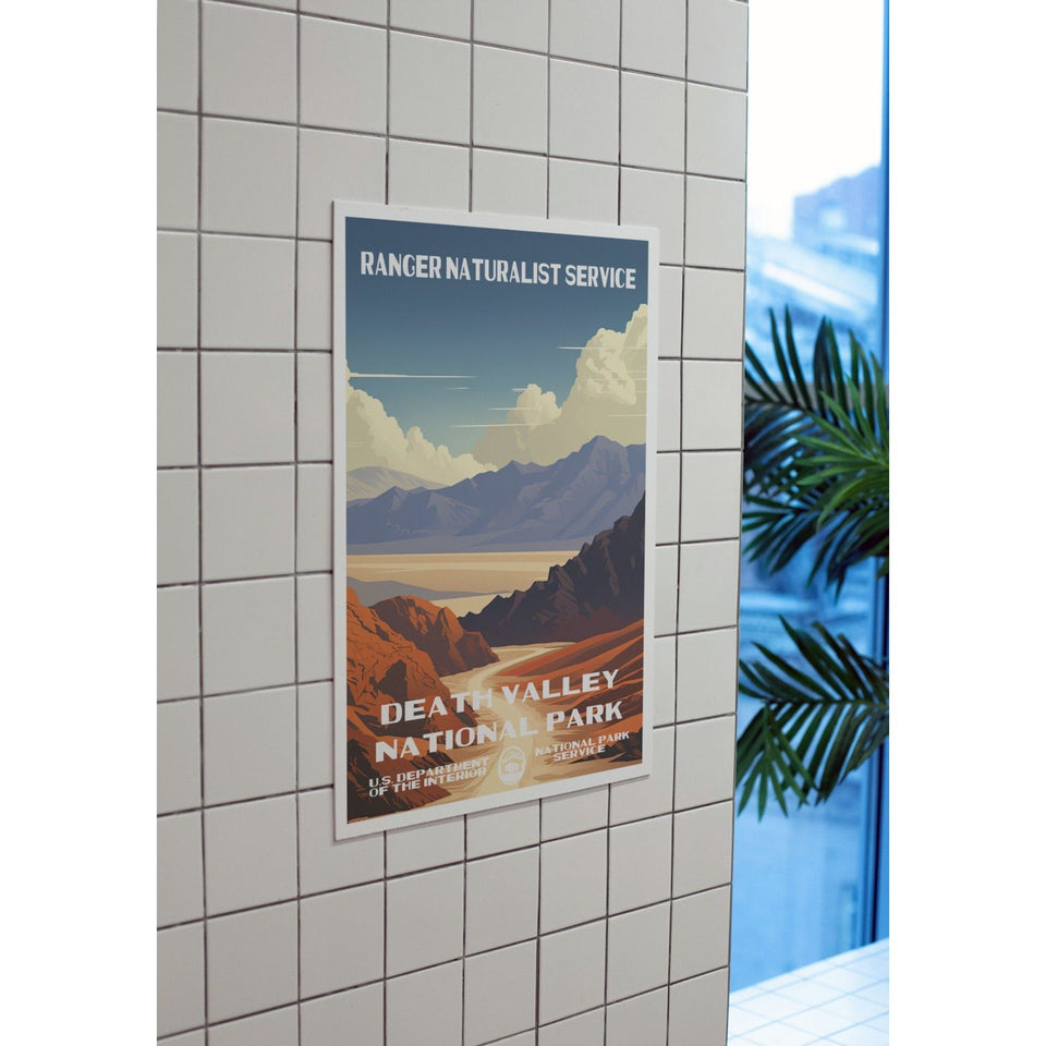 Death Valley National Park Poster – Golden Valley & Purple Peaks – Ranger Header