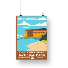 Dry Tortugas National Park Poster – Coastal Fort & Turquoise Sea – Ranger Header