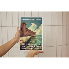 Dry Tortugas National Park Poster – Brick Fort & Coastal Path – Ranger Header
