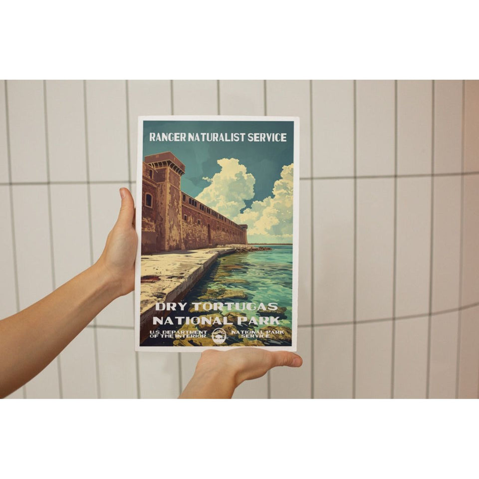 Dry Tortugas National Park Poster – Brick Fort & Coastal Path – Ranger Header