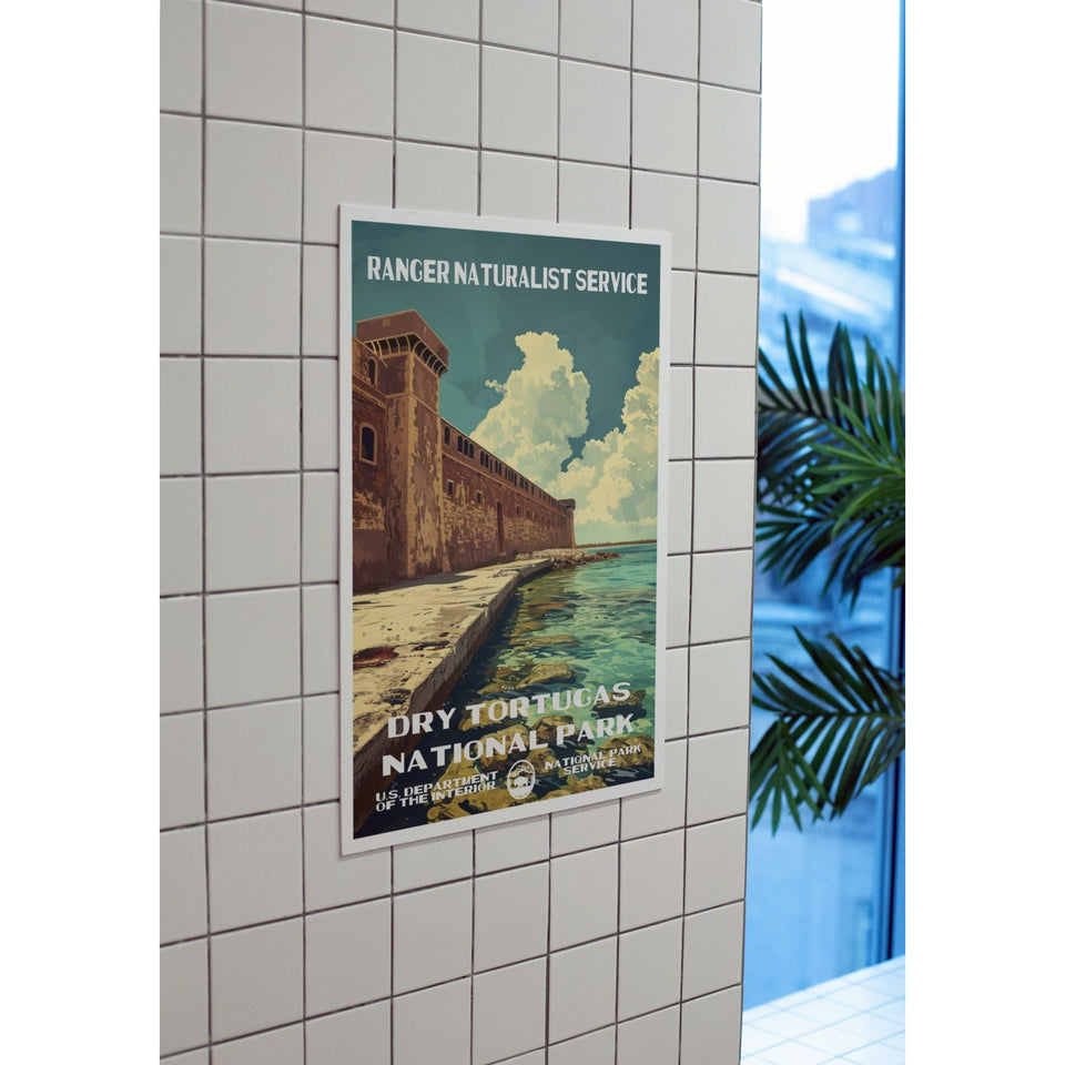 Dry Tortugas National Park Poster – Brick Fort & Coastal Path – Ranger Header