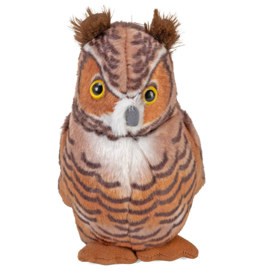Audubon II Great Horned Owl Stuffed Animal with Sound — 5.5-Inch