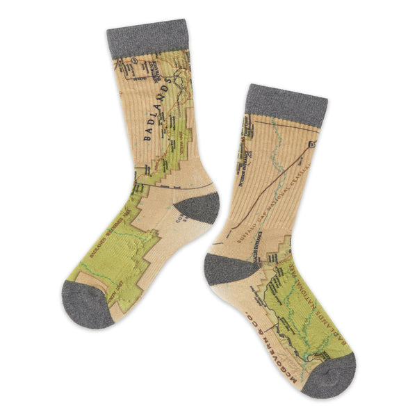 Badlands National Parks Map Socks