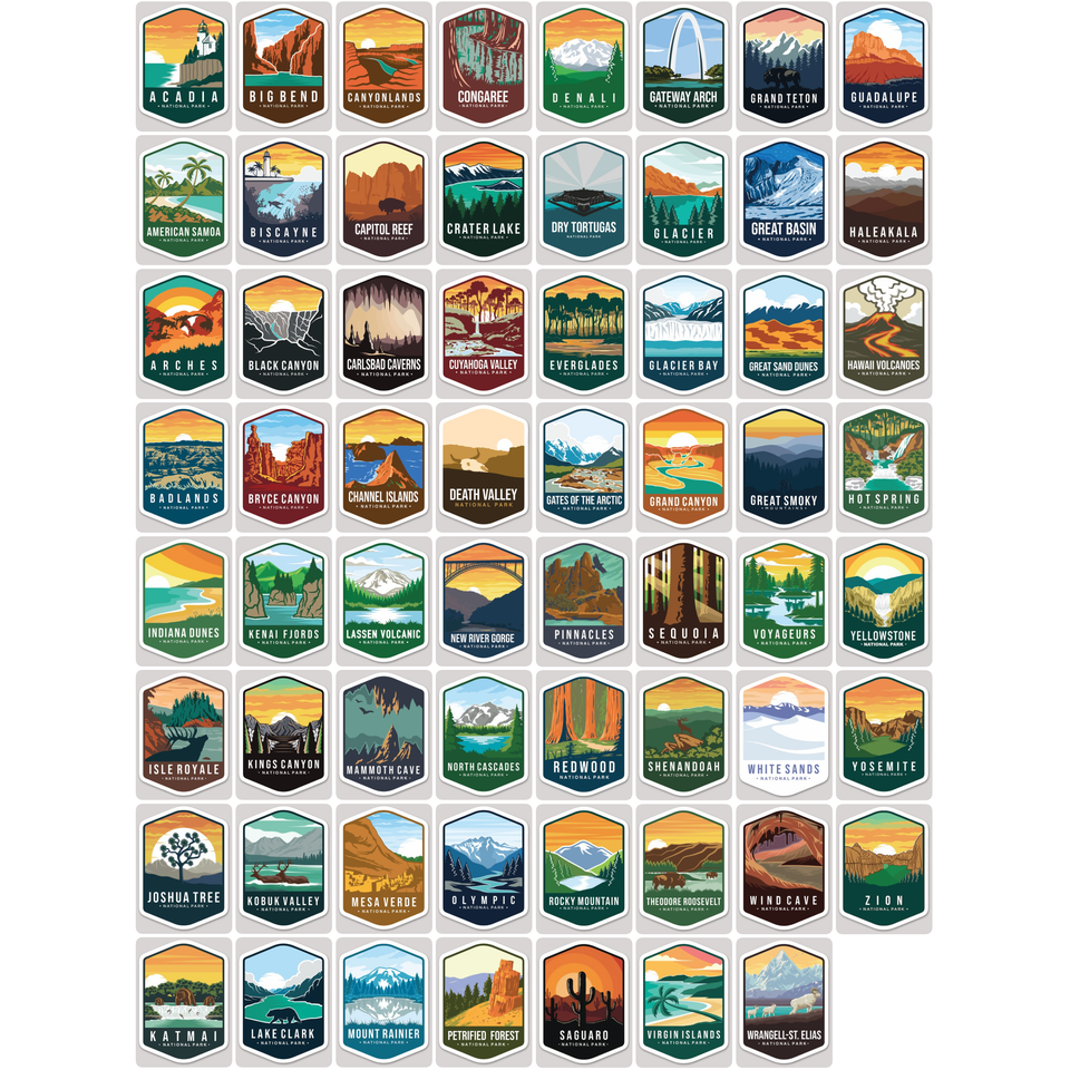 National Park Emblem Sticker Collection 1