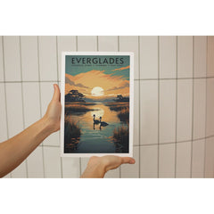 Everglades National Park Poster – Wading Bird & Marsh Sunset