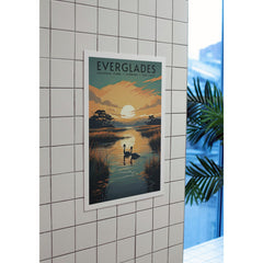 Everglades National Park Poster – Wading Bird & Marsh Sunset