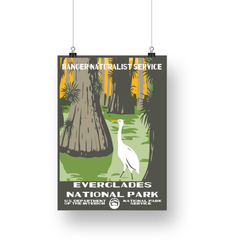 Everglades National Park Poster – Cypress Trees & Wading Bird – Ranger Header