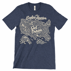 Explore America Get Outside T-Shirt — Heather Navy