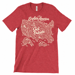 Explore America Get Outside T-Shirt — Heather Red