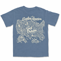 Explore America Get Outside Garment-Dyed T-Shirt — Blue Jean