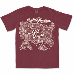 Explore America Get Outside Garment-Dyed T-Shirt — Brick