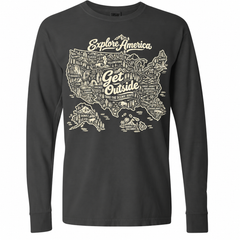 Explore America Get Outside Garment-Dyed Long Sleeve T-Shirt — Pepper