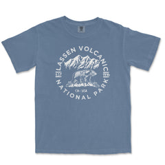 Lassen Volcanic National Park Garment-Dyed T-Shirt in Blue Jean — corrected mockup
