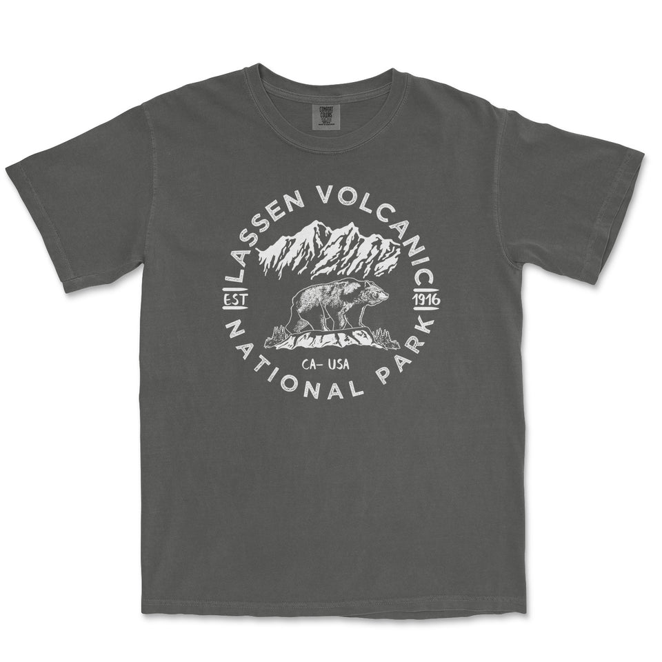 Lassen Volcanic National Park Garment-Dyed T-Shirt in Pepper — corrected mockup