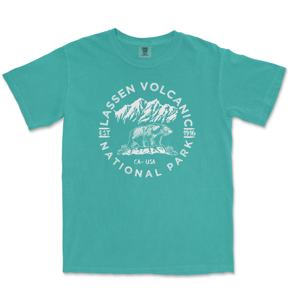 Lassen Volcanic National Park Garment-Dyed T-Shirt in Seafoam — corrected mockup