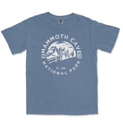 Mammoth Cave National Park Garment-Dyed T-Shirt in Blue Jean — corrected mockup
