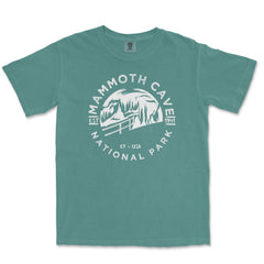 Mammoth Cave National Park Garment-Dyed T-Shirt in Blue Spruce — corrected mockup