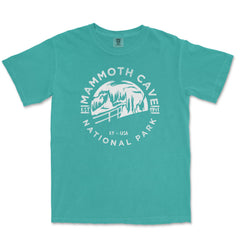Mammoth Cave National Park Garment-Dyed T-Shirt in Seafoam — corrected mockup