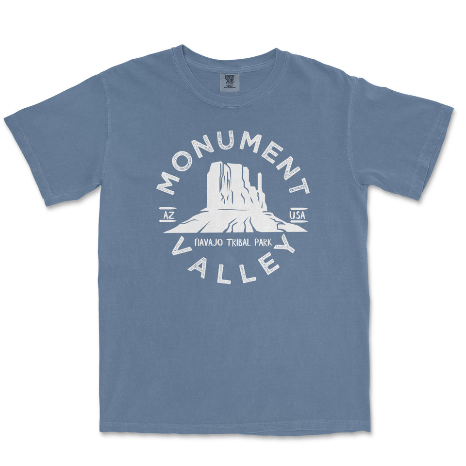 Monument Valley Garment-Dyed T-Shirt in Blue Jean — corrected mockup