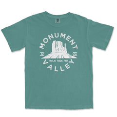 Monument Valley Garment-Dyed T-Shirt in Blue Spruce — corrected mockup