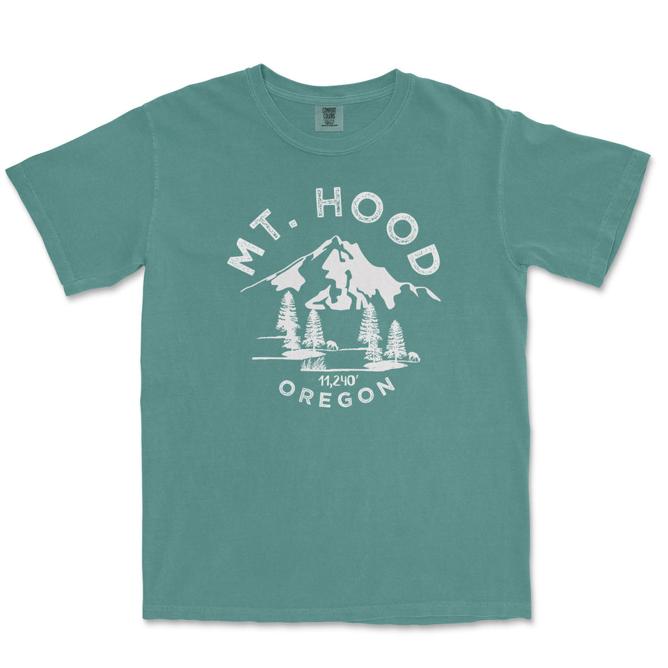 Mount Hood Garment-Dyed T-Shirt in Blue Spruce — corrected mockup