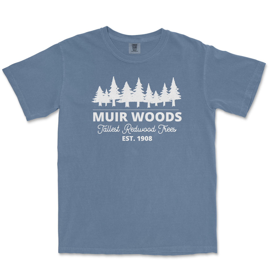 Muir Woods Garment-Dyed T-Shirt in Blue Jean — corrected mockup
