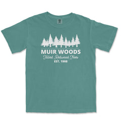 Muir Woods Garment-Dyed T-Shirt in Blue Spruce — corrected mockup